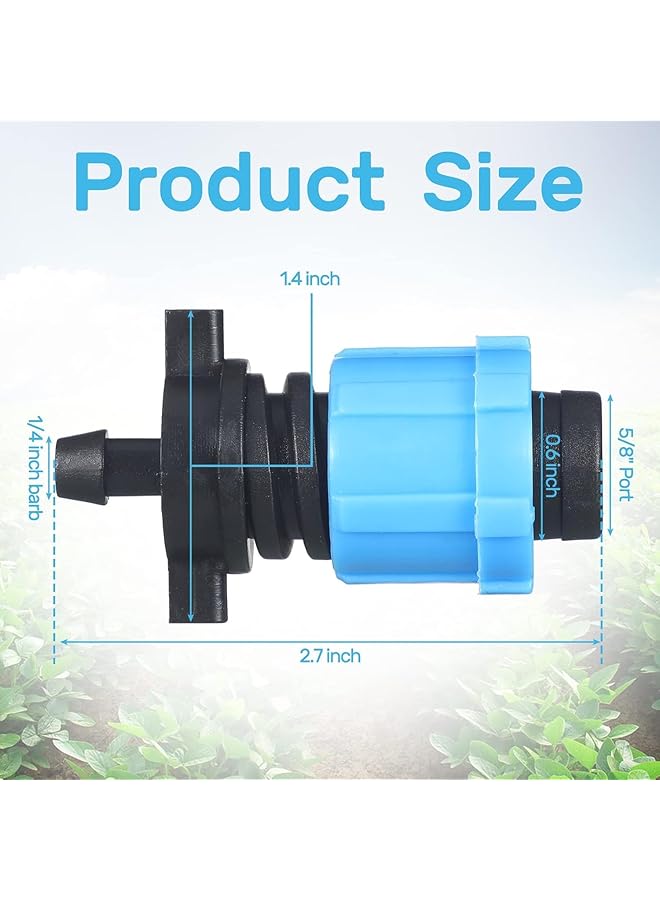 erorex 50 Pcs Drip Tape Connector Drip Tape Fittings Drip Irrigation Tubing Coupling Barbed Locking Fitting Kit Drip Irrigation Tools Twist Locks 1 4 Inch Barb For 5 8 Inch Drip Tape Sprinkler - Image 5