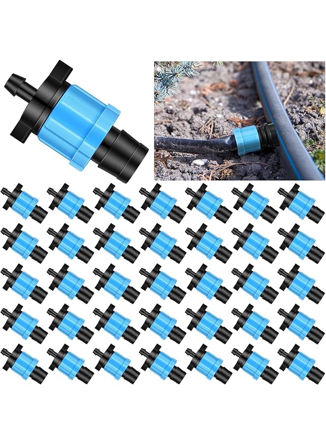 erorex 50 Pcs Drip Tape Connector Drip Tape Fittings Drip Irrigation Tubing Coupling Barbed Locking Fitting Kit Drip Irrigation Tools Twist Locks 1 4 Inch Barb For 5 8 Inch Drip Tape Sprinkler - Image 1