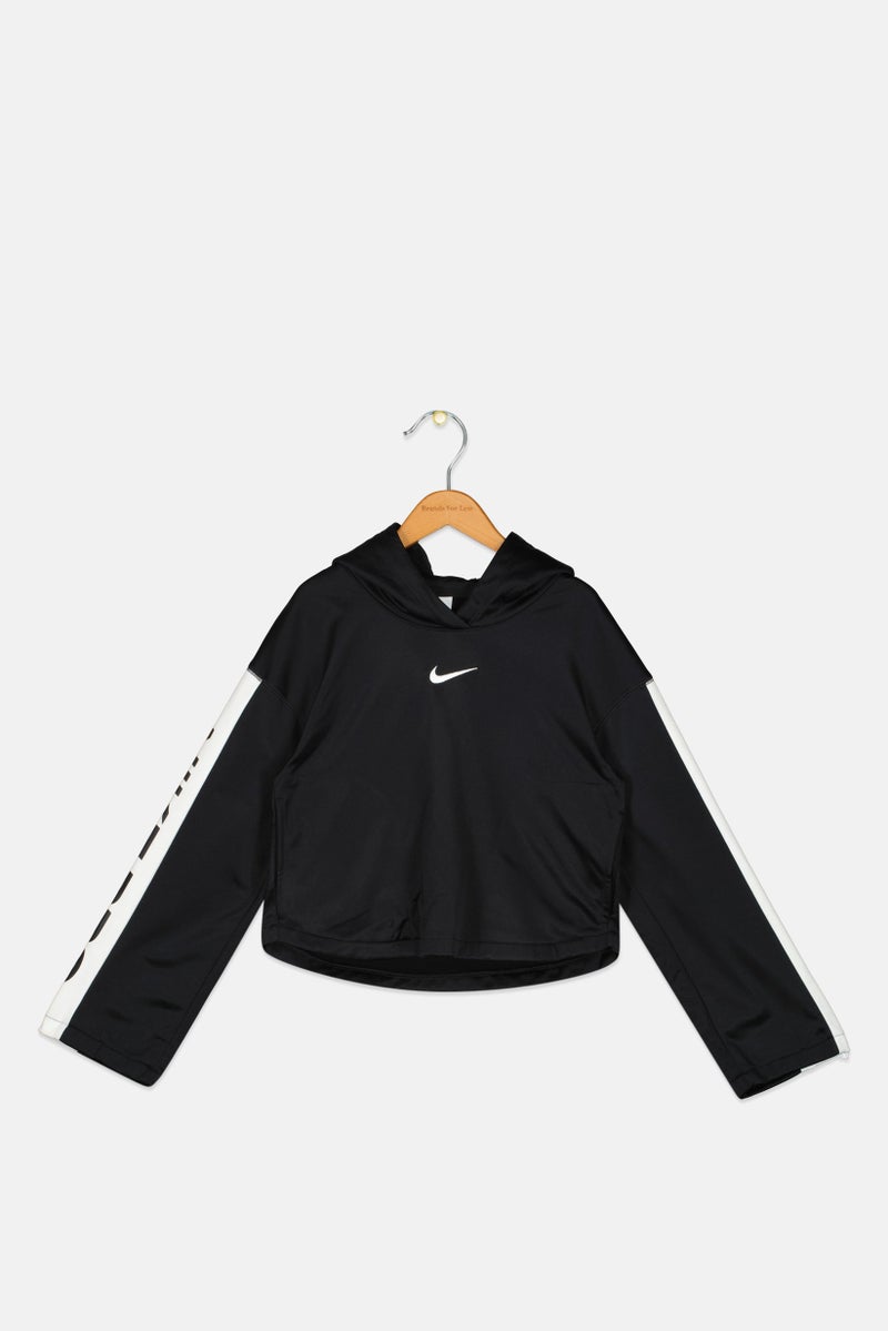 Nike Kids Girl Therma Fit Embroidered Logo Long Sleeve Training Sweatshirt, Black - Image 2