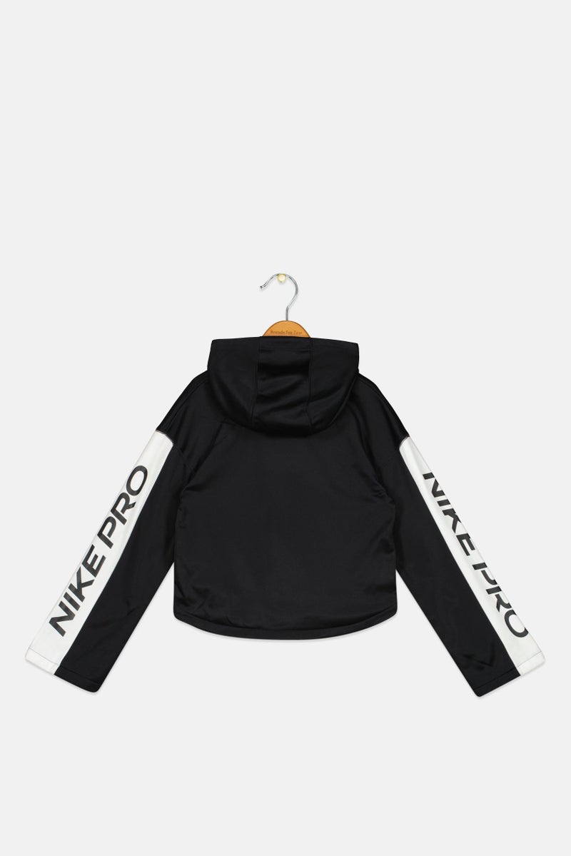 Nike Kids Girl Therma Fit Embroidered Logo Long Sleeve Training Sweatshirt, Black - Image 3