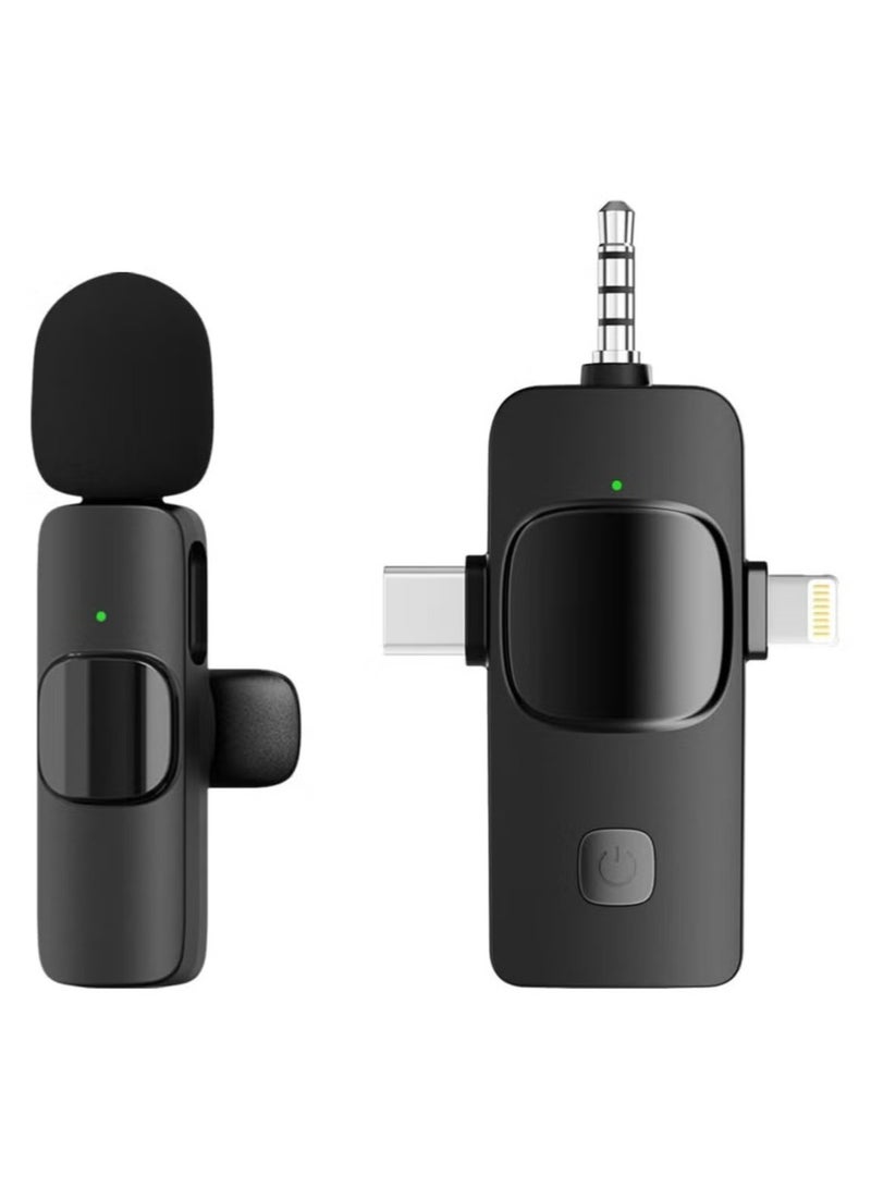 BORTONY Wireless Lavalier Microphone 3 in 1 for iPhone iPad USB C Smartphone Computer Camera, Plug and Play Intelligent Noise Reduction Mini Mic for Vlog YouTube TikTok Live Streaming (1 MIC) - Image 1