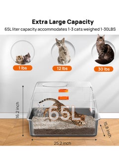 Kidle Large Stainless Steel Cat Litter Box Cat Litter Box with Lid Extra Large Litter Box for Big Cats Metal Litter Tray Enclosed Sides Stainless Steel Litter Box  - Image 2