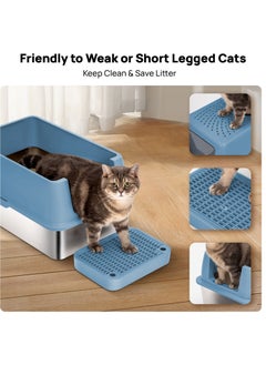 Kidle Large Stainless Steel Cat Litter Box Cat Litter Box with Lid Extra Large Litter Box for Big Cats Metal Litter Tray Enclosed Sides Stainless Steel Litter Box  - Image 3