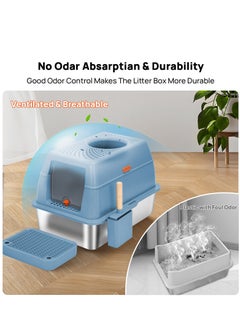 Kidle Large Stainless Steel Cat Litter Box Cat Litter Box with Lid Extra Large Litter Box for Big Cats Metal Litter Tray Enclosed Sides Stainless Steel Litter Box  - Image 5