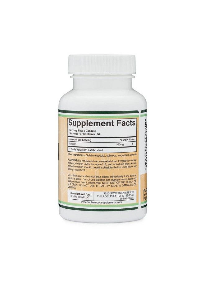 Double Wood Supplements - Luteolin Supplement 100Mg Servings Of Bioactive Flavanoids (120 Capsules Manufactured In The Usa) Potent Polyphenols Flavonoid For Brain And Overall Support By Double Wood - Image 1
