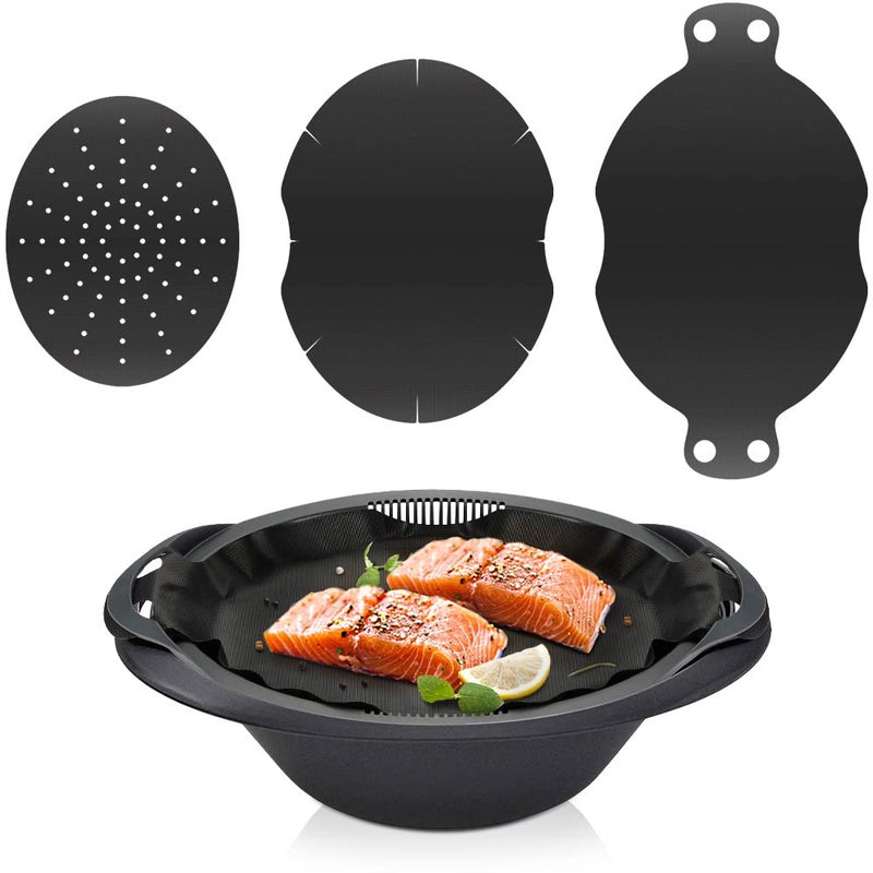 Siegvoll Permanent Baking Foil for Thermomix Varoma Shelf Reusable Baking Paper Set of 3 Accessories for Thermomix TM6 TM5 TM31 Baking Foil Environmentally Friendly and Sustainable Sheets