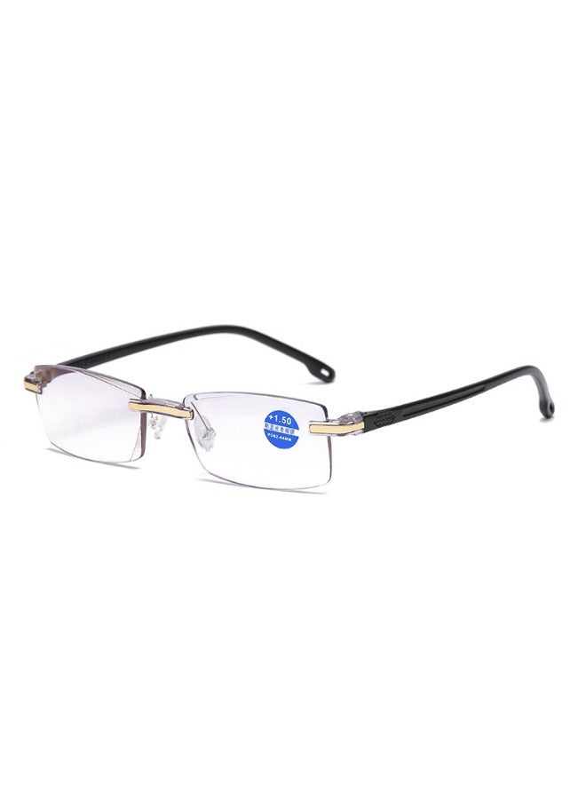 Booma Opticals JAMIE +2.50 Reading Glasses for Men and Women +2.50 Magnification - Presbyopia Eyeglasses, Lightweight Frame, Anti-Blue Light Lenses, and Stylish Rimless Design for Eye Strain Computer Relief and Clear Vision - Image 2