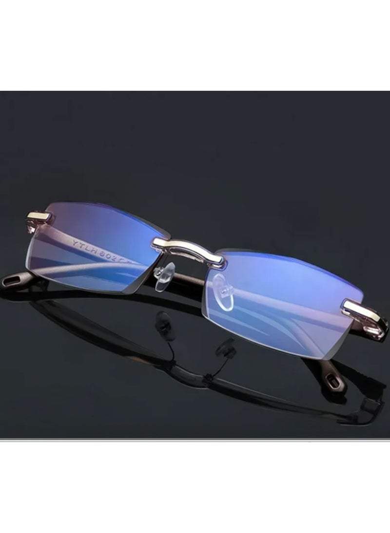 بوما للبصريات +2.50 نظاراه قراءة رجالي ونسائي ، نظارات قراءه طبيه مكبرة لتصحيح ضعف النظر  مع تقدم العمر - نظارات بدون إطار، عدسات مضادة للتعب والضوء الأزرق، تصميم خفيف الوزن مناسب للجنسين من الرجال والنساء ،حمايه شاشة كمبيوتر وحجب الضوء الأزرق ورؤية واضحة للقراءة - Image 2