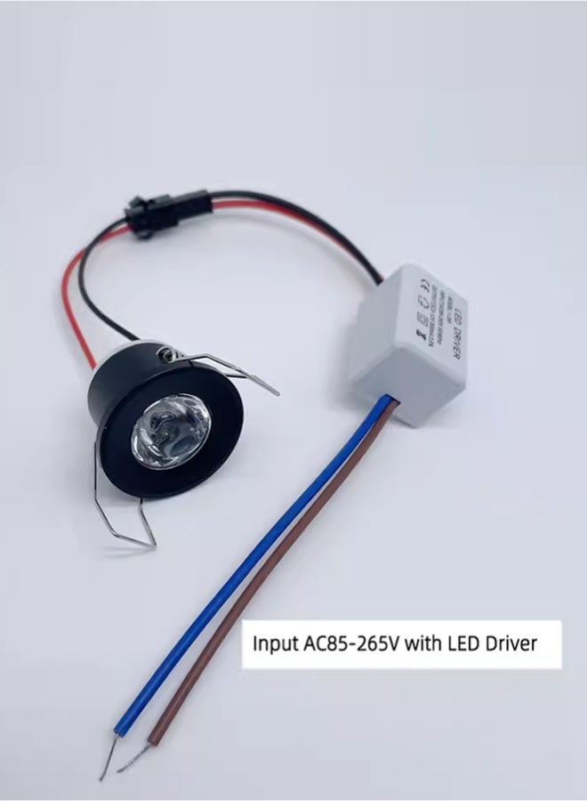 Mini Recessed Downlights 3W with 220V Driver High Brightness150Lumen LED Cabinet Spot Light Hole Size 28mm Black Color(Pack of 4) - Image 3