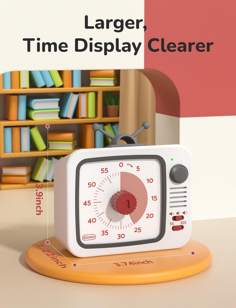 LIORQUE Visual Timer 60 Minute Countdown Timer for Children and Adults Quiet Timer with Silicone Housing Pause Function Rechargeable Battery for Kitchen School Office (Grey) - Image 3