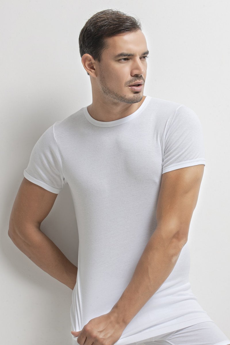 Dorea Men's Ribbed O-Neck Undershirt 2 Pack  - Image 1