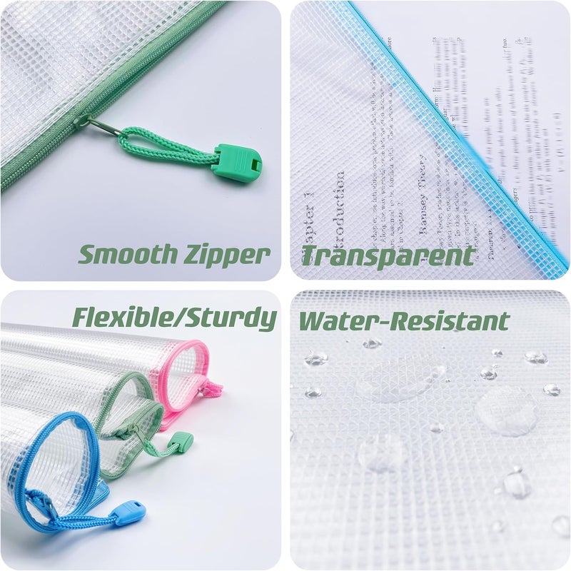 OAIMYY Mesh Zipper Pouch Bags, Zipper Bags for Organizing Storage, Waterproof Zipper Pouches, Letter Size, File Bags for School, Toys, Puzzle, Board Games and Office Supplies (Color, 4"x 6") - Image 3