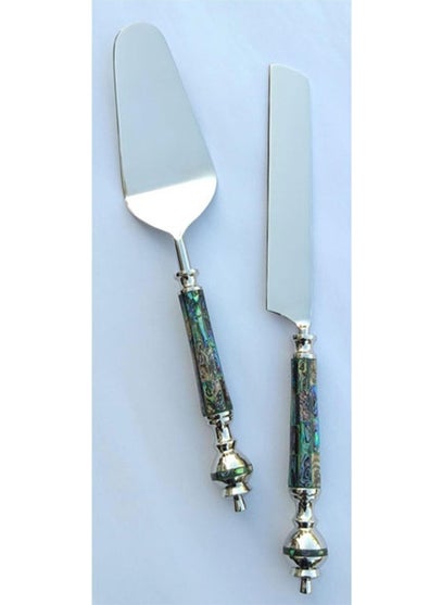 Lamedore Pernel Silver Colored 2 Piece Cake Set 1QE-7196C 
