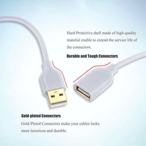 PremiumAV USB 2.0 Male A to Female A Extension Cable 1.5 Meter – High-Speed Data Transfer up to 480Mbps for Printer, PC, Laptop, External Hard Drive, Smart TV USB Port – White - Image 3
