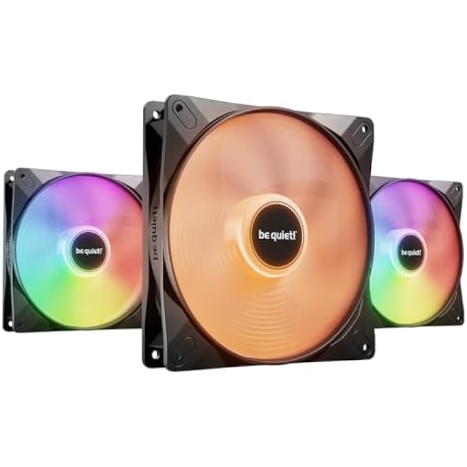 be quiet! LIGHT WINGS LX 140 MM PWM HIGH-SPEED FAN, INCLUDES 3 FANS, ILLUMINATED HUB AND FROSTED FAN BLADES, MANY COLOURS AND EFFECTS, ARGB CABLE WITH OPTION FOR SERIES CONNECTION - Image 1