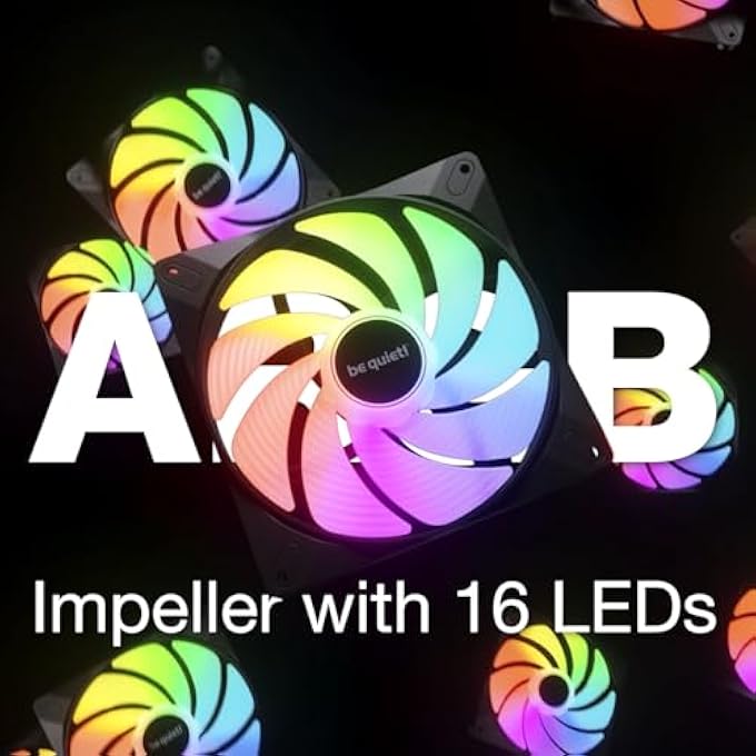 be quiet! LIGHT WINGS LX 140 MM PWM HIGH-SPEED FAN, INCLUDES 3 FANS, ILLUMINATED HUB AND FROSTED FAN BLADES, MANY COLOURS AND EFFECTS, ARGB CABLE WITH OPTION FOR SERIES CONNECTION - Image 2