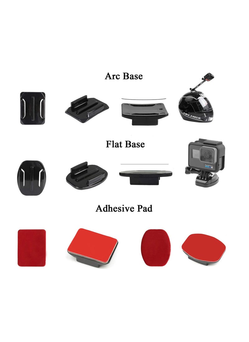 Generic - Universal Action Camera Accessory Kit for GoPro Hero 11 10 9 8 7 6 5 Blcak Go pro Max Insta360 One R/X2/X3 DJI OSMO Action 2 3 AKASO Sony APEMAN Sports Cam Helmet Base Adhesive Tripod Adapter Mount - Image 1