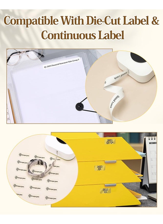 D30 Label Maker Machine with Tape, Bluetooth Mini Portable Label Printer, 6-15mm Labeler for Office Home Organization, Compatible for Android IOS, USB Rechargeable (White)