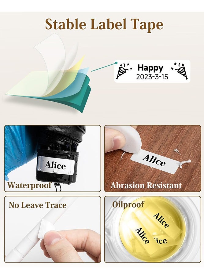 D30 Label Maker Machine with Tape, Bluetooth Mini Portable Label Printer, 6-15mm Labeler for Office Home Organization, Compatible for Android IOS, USB Rechargeable (White)