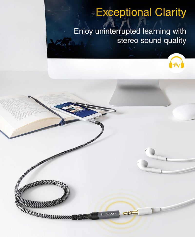 BlueRigger Headphone Extension Cable (6FT, 24K Gold Plated Jack, Hi-Fi Sound, 3.5mm Male to Female Stereo Audio Cable) – Aux Cord for iPod, Laptops, Smartphones, Speakers, Tablets, Home Car Stereo - Image 4