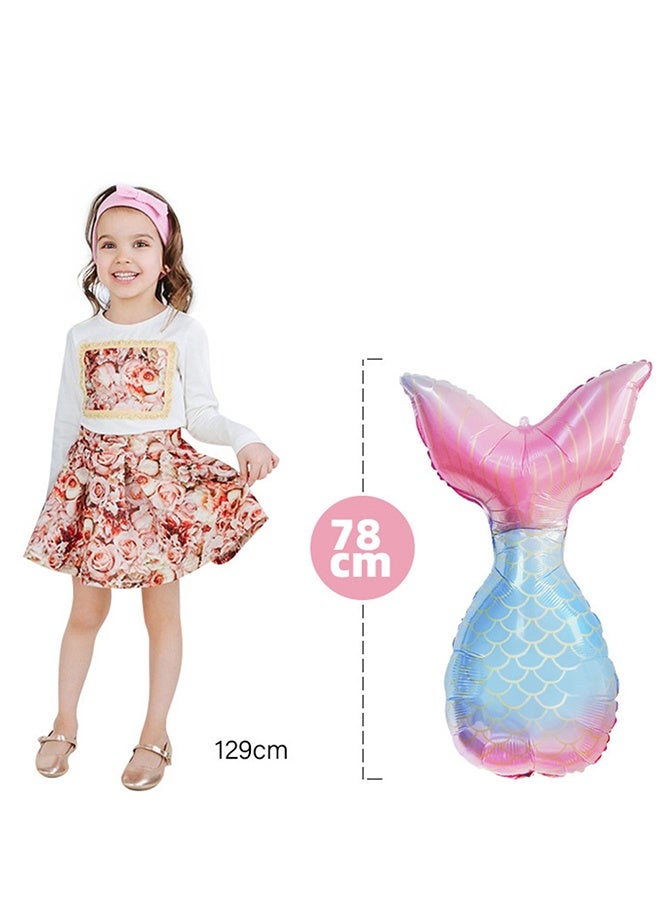 DUNISO بالونات حورية البحر على شكل صدفة البحر من رقائق الفويل بتصميم حورية البحر لتزيين حفلات البحر وحفلات الزفاف وأعياد الميلاد وحفلات التخرج وديكورات خلفية الدش - Image 5