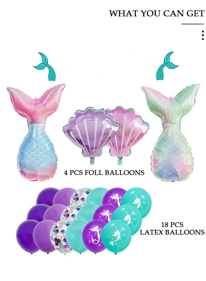 DUNISO بالونات حورية البحر على شكل صدفة البحر من رقائق الفويل بتصميم حورية البحر لتزيين حفلات البحر وحفلات الزفاف وأعياد الميلاد وحفلات التخرج وديكورات خلفية الدش - Image 3