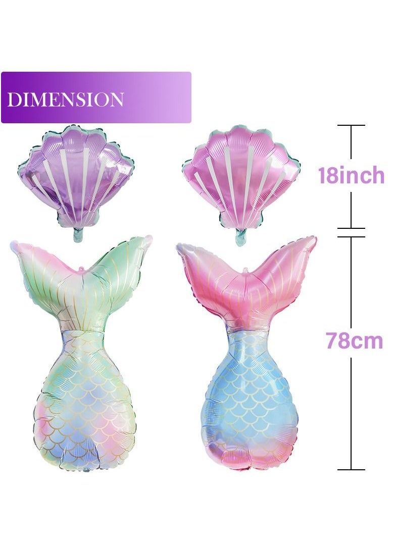 DUNISO Mermaid Tail Sea Shell Foil Balloons Mermaid Theme for The Sea Party Decoration Wedding Birthday Party Graduation Bridal Shower Background Decorations  - Image 5