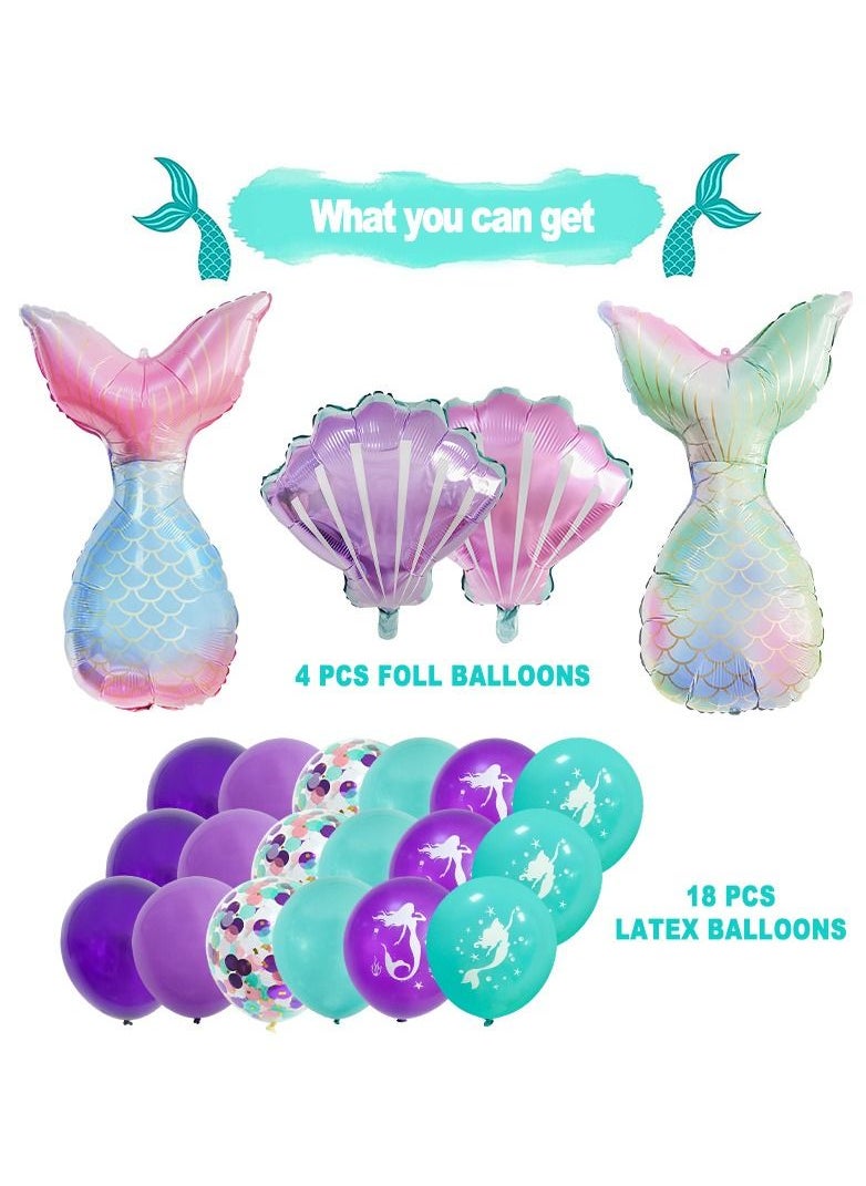 DUNISO Mermaid Tail Sea Shell Foil Balloons Mermaid Theme for The Sea Party Decoration Wedding Birthday Party Graduation Bridal Shower Background Decorations  - Image 3
