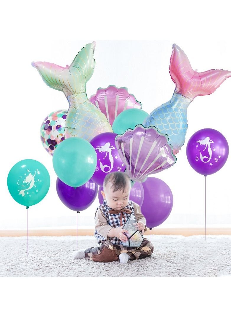 DUNISO Mermaid Tail Sea Shell Foil Balloons Mermaid Theme for The Sea Party Decoration Wedding Birthday Party Graduation Bridal Shower Background Decorations  - Image 4