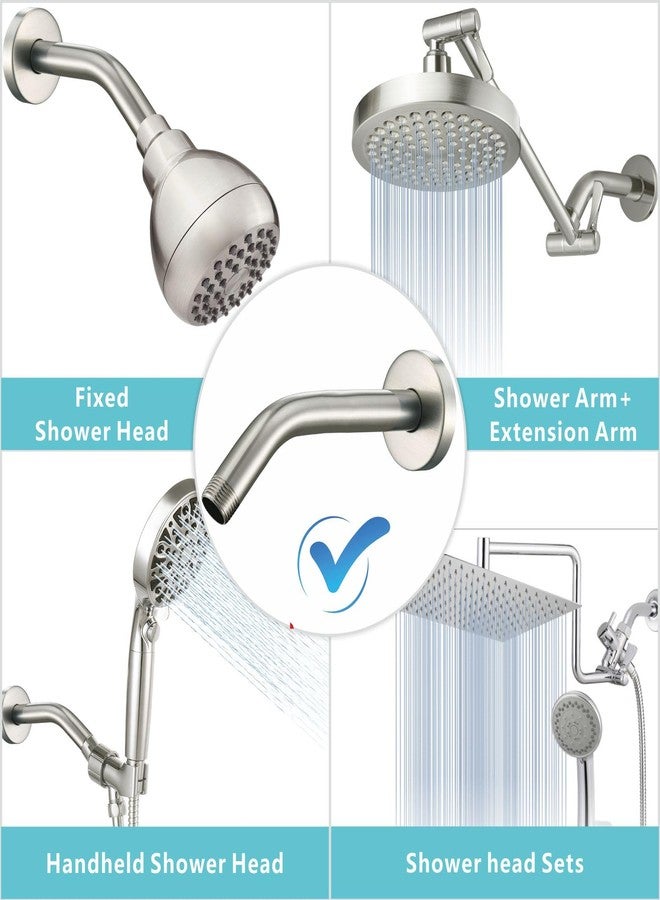 Nuodan Shower Arm with Flange, 8 Inches Wall Mount Replacement Shower Head Arm For Fixed Shower Head and Handheld Showerhead, Brushed Nickel - Image 4