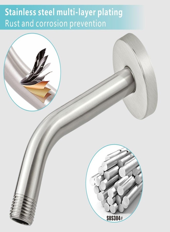 Nuodan Shower Arm with Flange, 8 Inches Wall Mount Replacement Shower Head Arm For Fixed Shower Head and Handheld Showerhead, Brushed Nickel - Image 3