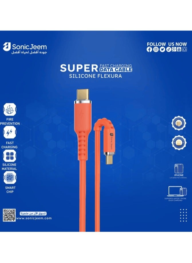 SONIC JEEM Type-C cable, 100 watts, 1 meters long, Cut resistant - Image 3