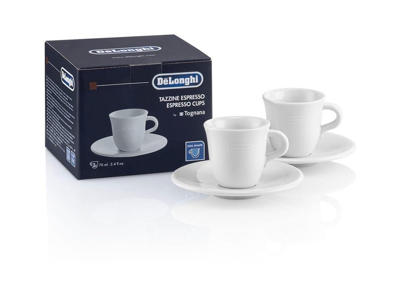De'Longhi DLSC308 Porcelain Espresso Cup & Saucer, Set of 2,70 ml - Image 1