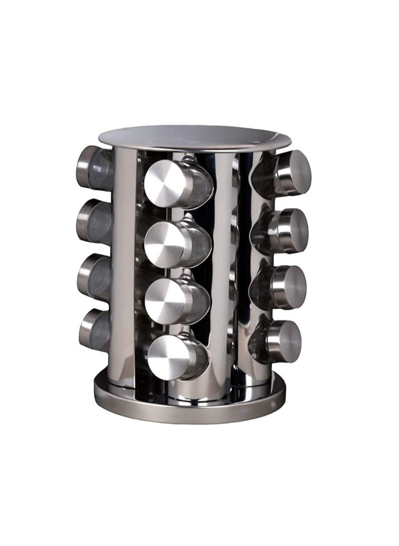 Generic Glass spice jar set with silver stainless steel lid  - Image 1