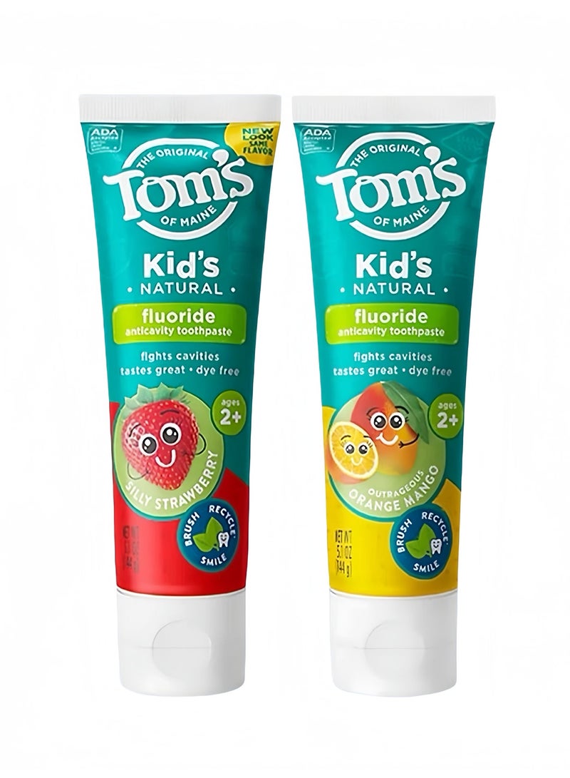 Tom's of Maine 2-PACKS ADA Approved Fluoride Children's Toothpaste, Natural Toothpaste, Dye Free, No Artificial Preservatives, For Children Over 2 Years Old 144g*2 - Image 1