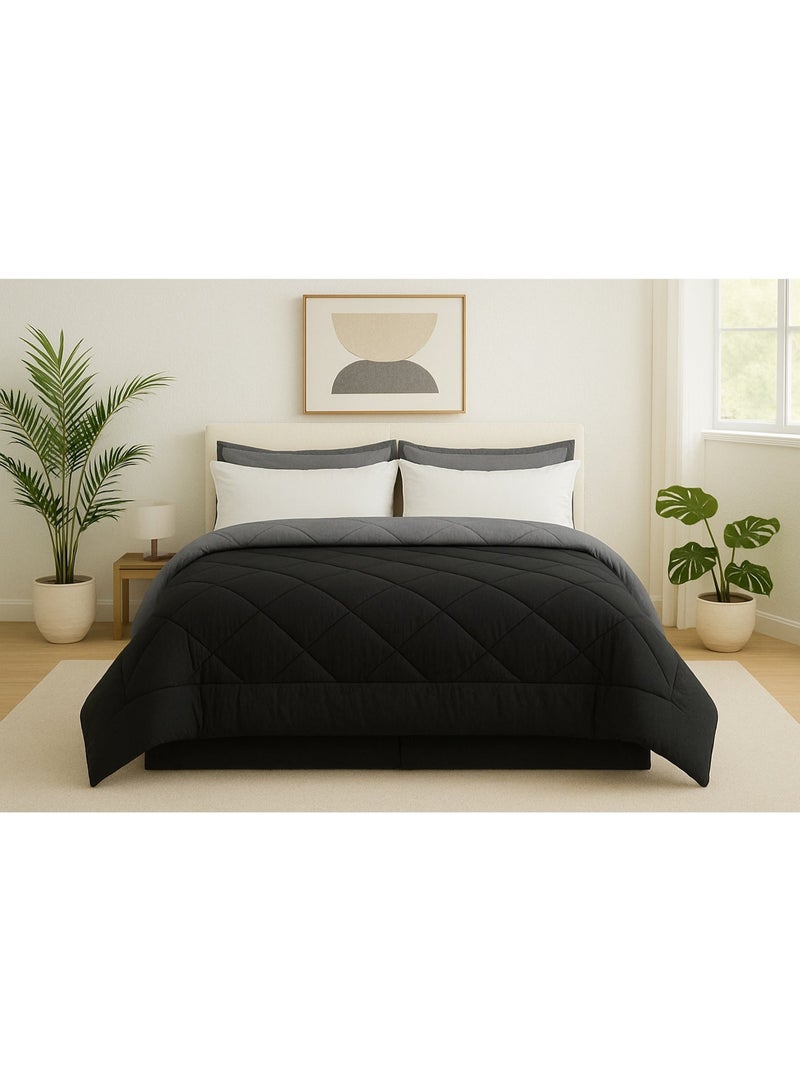 طيبة سنوز لحاف شتوي دبل فيس، 160*235 سم، جراى& بلاك - Image 5