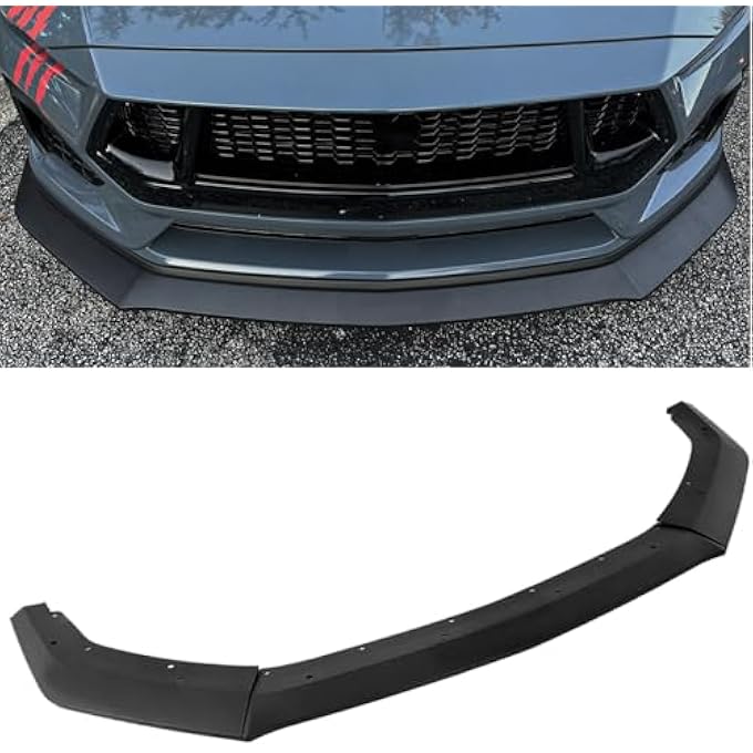Gear Up Front Bumper Lip Compatibility with Mustang S650 GT Ecoboost 2024 2025 ABS Front Splitter Spoiler Matte Black Diffuser Chin Lip Protection - Image 1