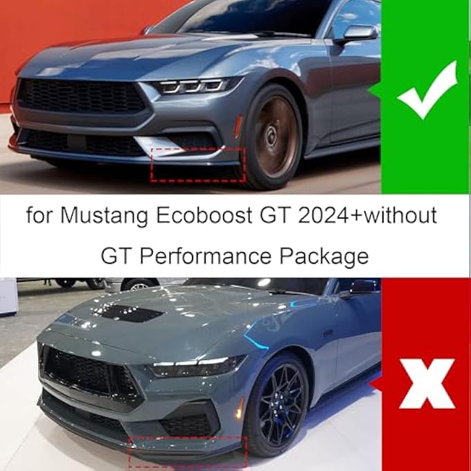 Gear Up Front Bumper Lip Compatibility with Mustang S650 GT Ecoboost 2024 2025 ABS Front Splitter Spoiler Matte Black Diffuser Chin Lip Protection - Image 2