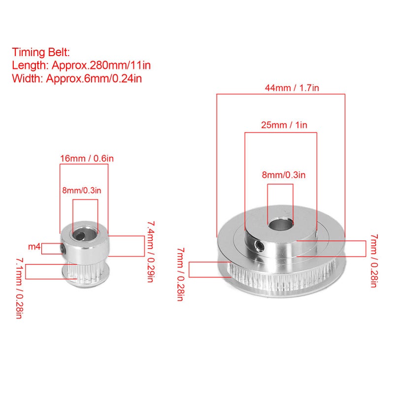 2GT Synchronous Timing Pulley Set 20 60 Teeth Aluminum Wheel 8mm Bore For 3D Printer CNC Lathe - Image 4