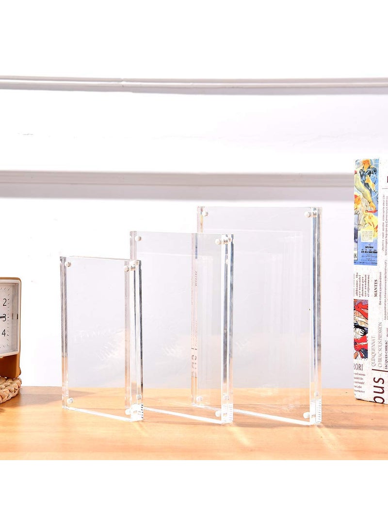 Narayan LNT NARAYAN LNT 2bags Pack Acrylic Picture Frame 5x7 Clear Double Sided Magnetic Desktop Display Thickness 20mm Picture Frameless Desktop Photo Display Stand Best Gift for Family  - Image 2