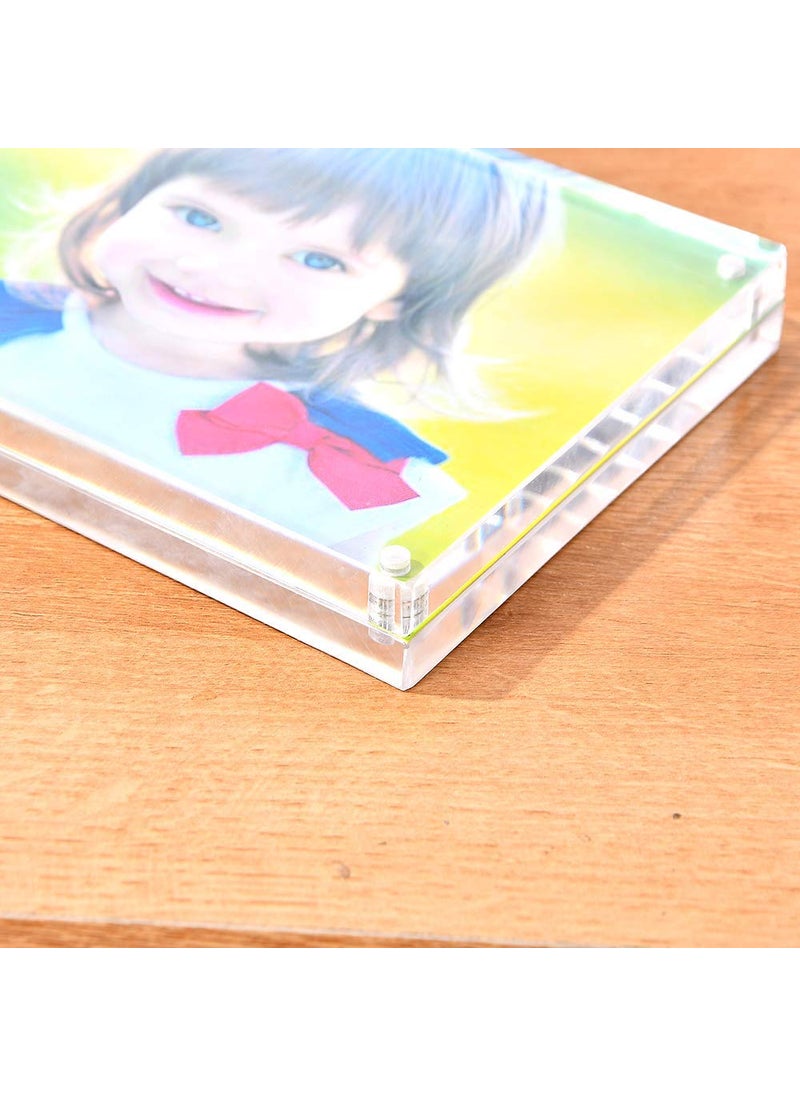 Narayan LNT NARAYAN LNT 2bags Pack Acrylic Picture Frame 5x7 Clear Double Sided Magnetic Desktop Display Thickness 20mm Picture Frameless Desktop Photo Display Stand Best Gift for Family  - Image 5