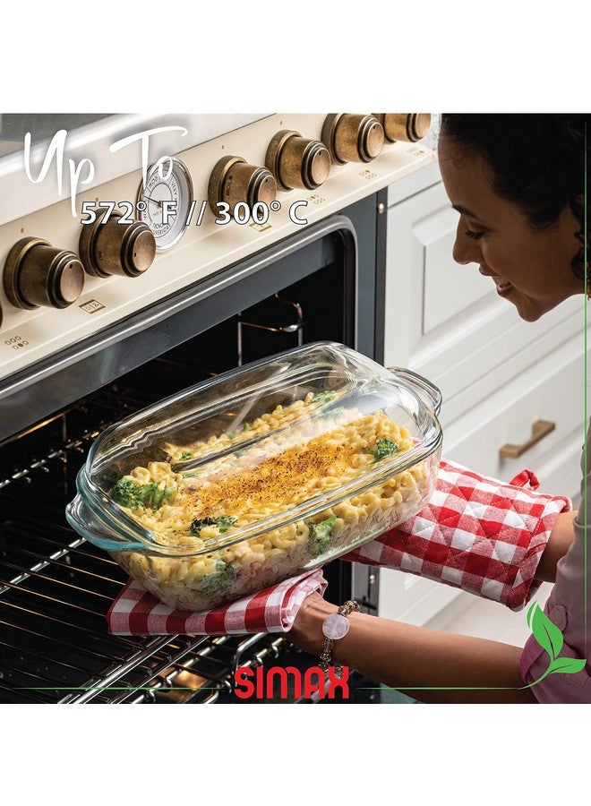Simax Glass Casserole Baking Dish: Clear Glass Round Casserole Dish with Lid and Handles,Covered Bowl for Cooking, Baking, Serving, Dishwasher, and Oven Safe Cookware - 3 Quart Dish + 2.2 Quart Lid - Image 5