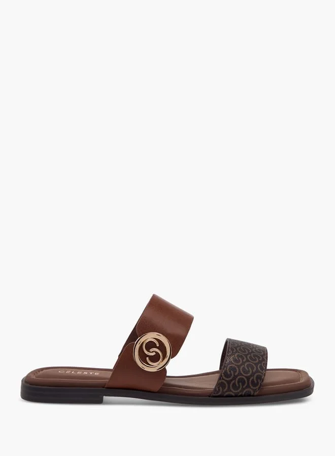 سيليست صنادل نسائية بنقشة المونوغرام سهلة الارتداء