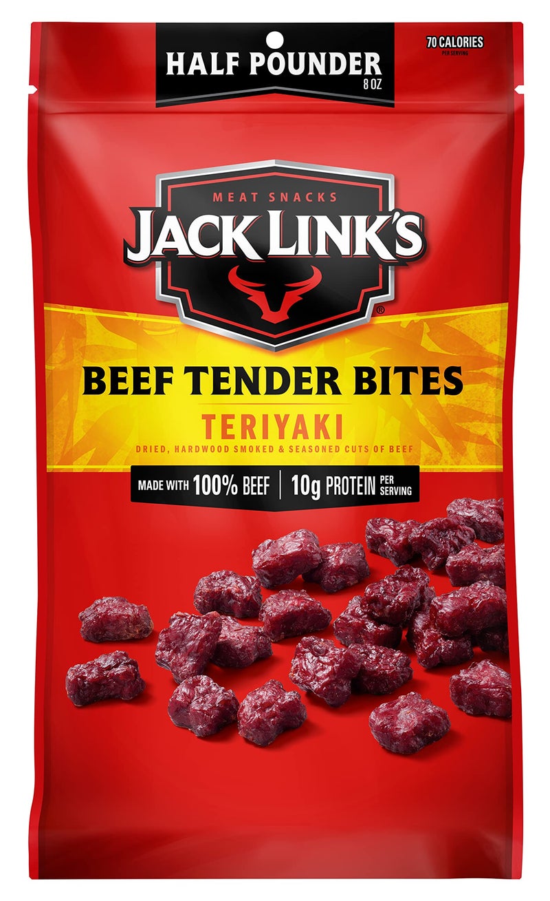 Jack Link's Beef Tender Bites, Teriyaki, Half Pounder Bag - Flavorful Meat Protein Snacks for Lunches, 10g of Protein and 70 Calories per Serving, Made with 100% Beef - Image 1