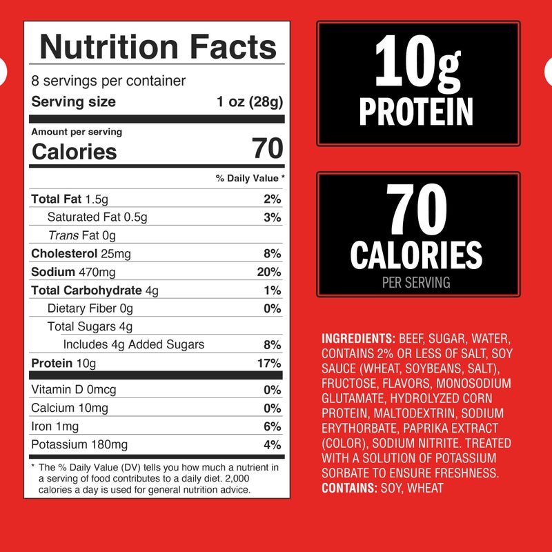 Jack Link's Beef Tender Bites, Teriyaki, Half Pounder Bag - Flavorful Meat Protein Snacks for Lunches, 10g of Protein and 70 Calories per Serving, Made with 100% Beef - Image 2