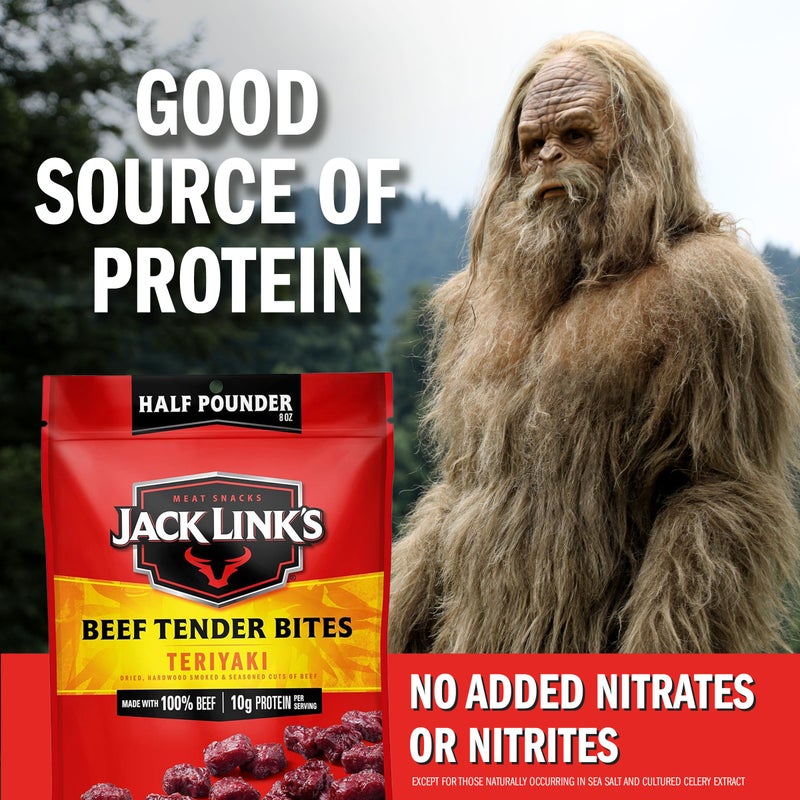 Jack Link's Beef Tender Bites, Teriyaki, Half Pounder Bag - Flavorful Meat Protein Snacks for Lunches, 10g of Protein and 70 Calories per Serving, Made with 100% Beef - Image 4
