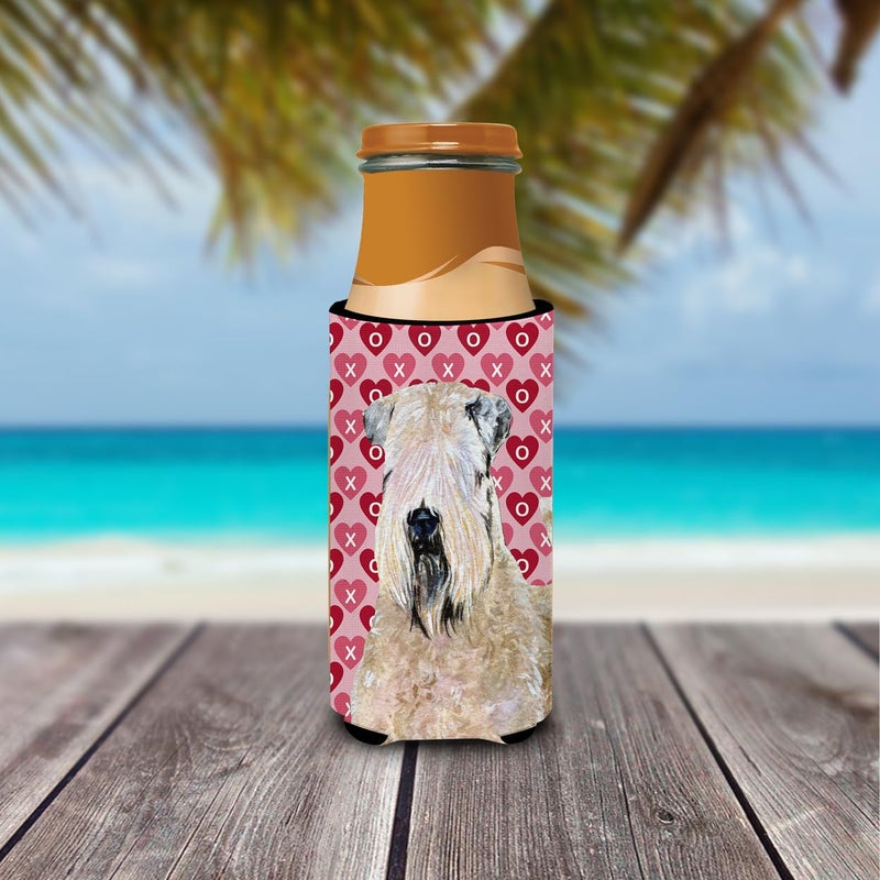 Caroline's Treasures Caroline's Treasures SS4493MUK Wheaten Terrier Soft Coated Hearts Love Valentine's Ultra Hugger for slim cans Can Cooler Sleeve Hugger Machine Washable Drink Sleeve Hugger Collapsible Insulator Bevera - Image 2