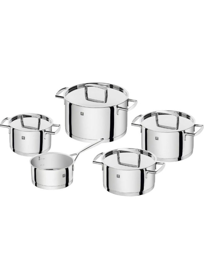 Zwilling طقم أواني زويلينغ المكون من 5 قطع، مع 4 أغطية، مناسب للطبخ بالحث، من الفولاذ المقاوم للصدأ، شغف - Image 1