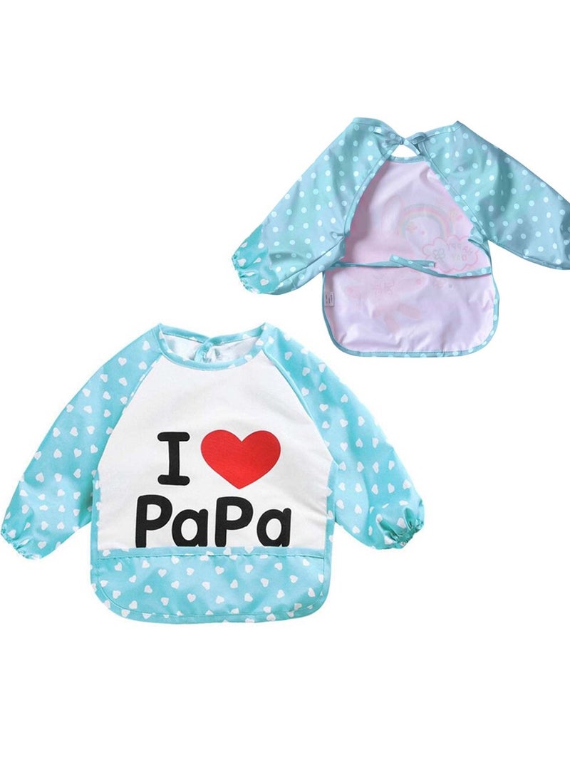 Waterproof Full-Sleeved Baby Bib I Love Papa Design - Image 1