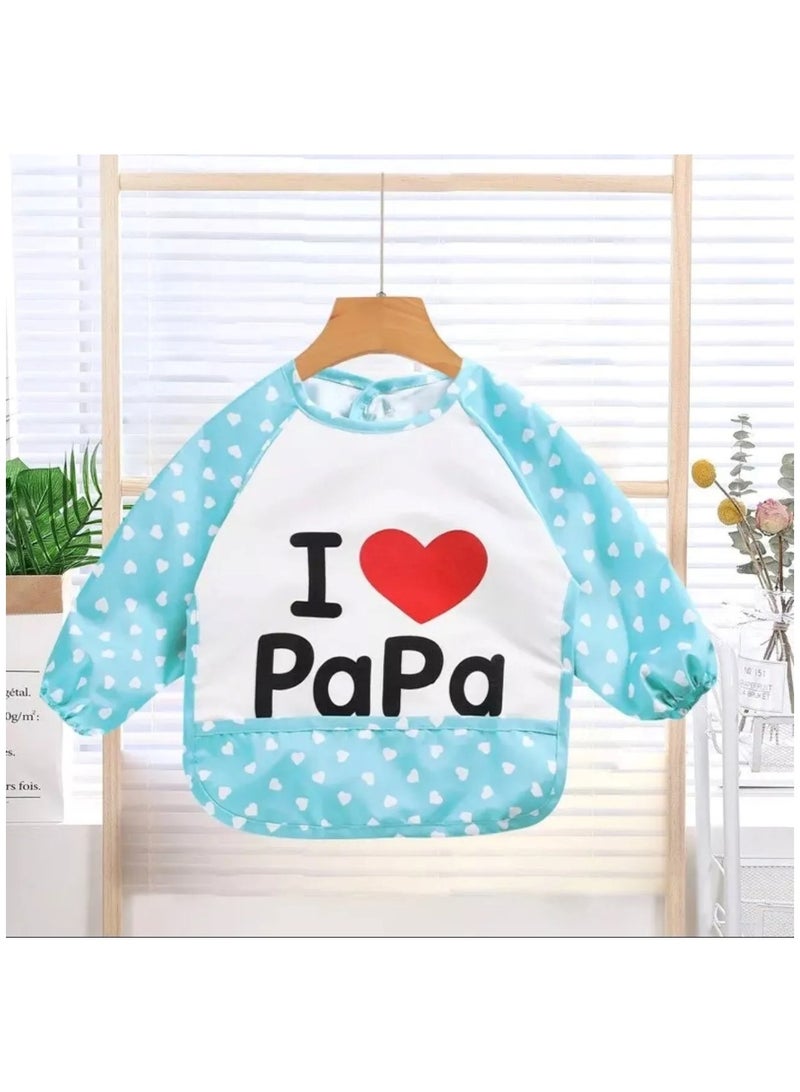 Waterproof Full-Sleeved Baby Bib I Love Papa Design - Image 4